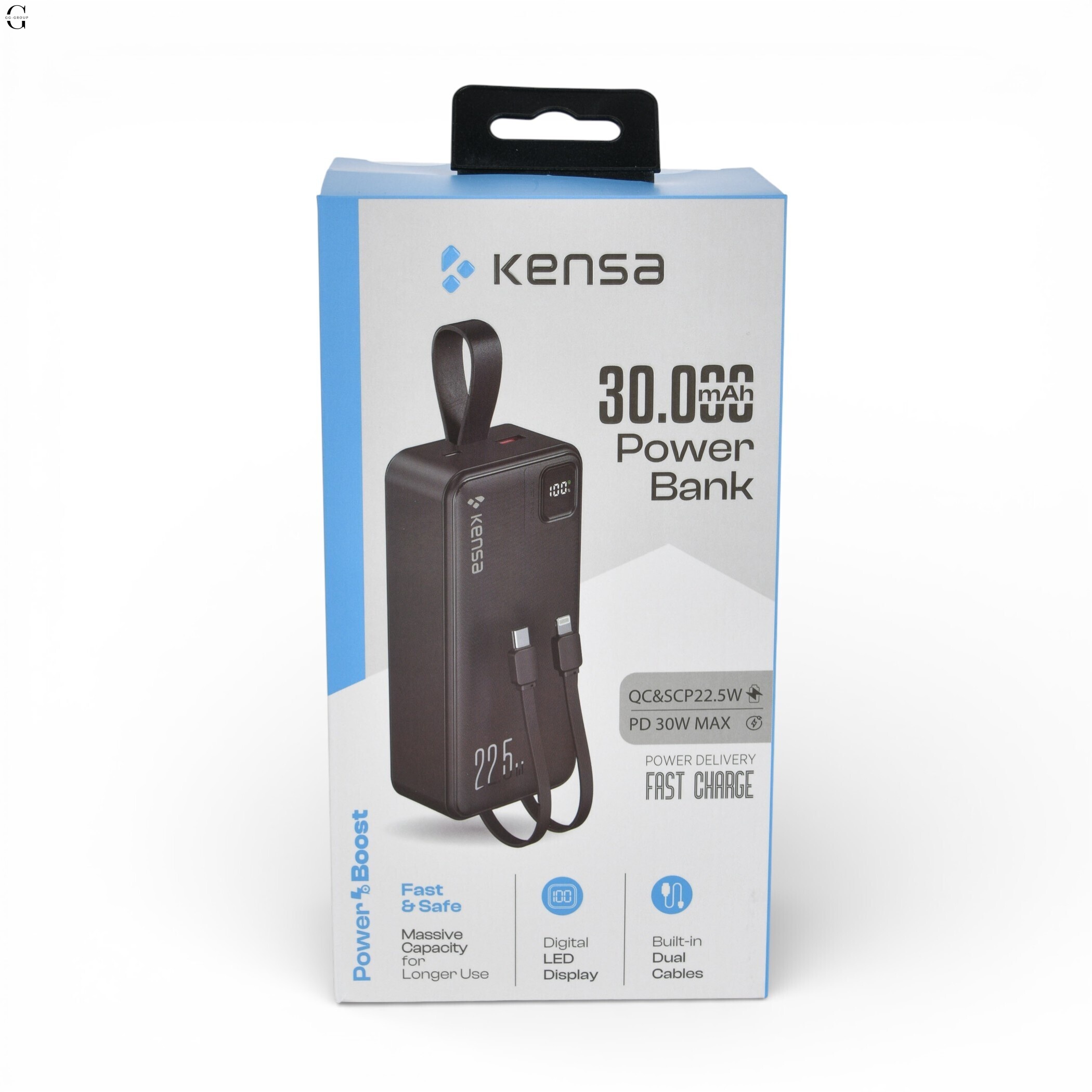 Power Bank Kensa KP-90 30000 mAh 30W (PD+QC 22.5W) с кабелями